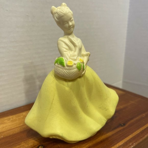 Vintage Avon "Cotillion" Girl w/ Flower Basket Cologne Bottle / 5 5/8" H Empty - Picture 3 of 8